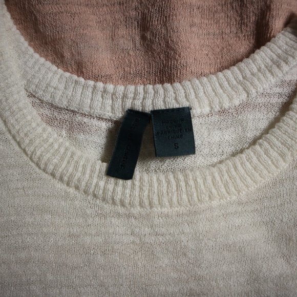 Anthropologie left of center Open Knit Tunic Sleeveless S Sheer Cream Blush - Picture 5 of 7